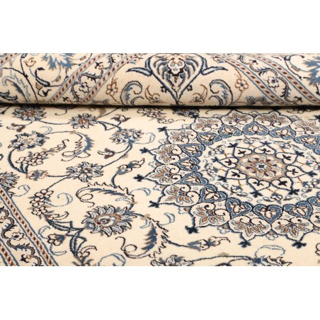 Tappeto Nain Kashmar Persia bianco grigio 197x293