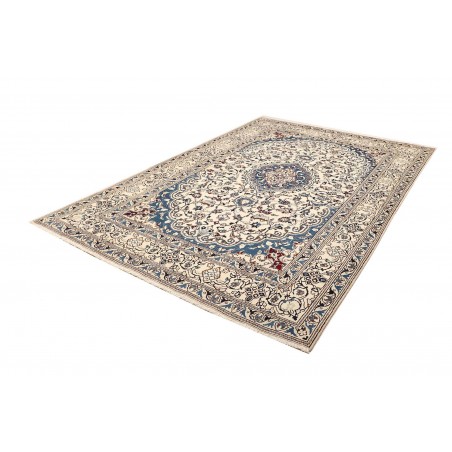 Tappeto Nain Kashmar Persia bianco azzurro 200x285