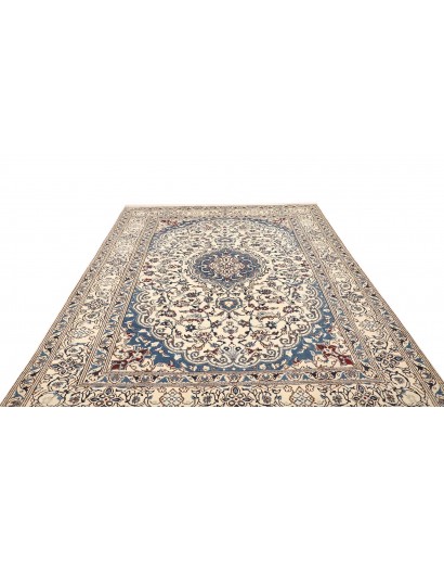 Tappeto Nain Kashmar Persia bianco azzurro 200x285