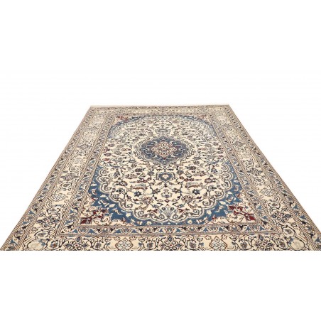 Tappeto Nain Kashmar Persia bianco azzurro 200x285