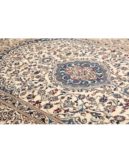 Tappeto Nain Kashmar Persia bianco azzurro 200x285