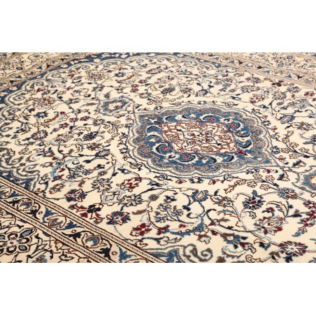 Tappeto Nain Kashmar Persia bianco azzurro 200x285