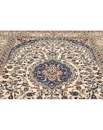 Tappeto Nain Kashmar Persia bianco azzurro 200x285