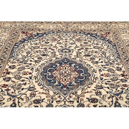 Tappeto Nain Kashmar Persia bianco azzurro 200x285