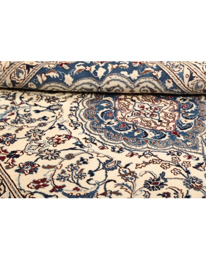 Tappeto Nain Kashmar Persia bianco azzurro 200x285