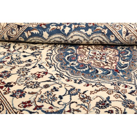 Tappeto Nain Kashmar Persia bianco azzurro 200x285