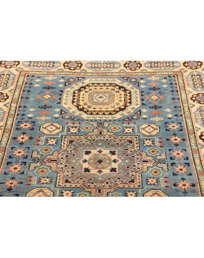 Tappeto Kazak Afghanistan azzurro grigio 123x173