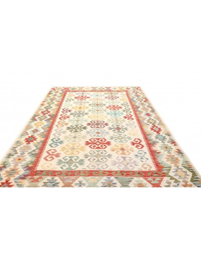 Tappeto Kilim Afghanistan bianco rosso 201x302