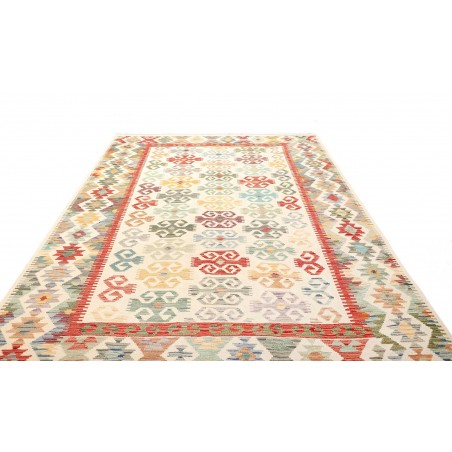 Tappeto Kilim Afghanistan bianco rosso 201x302