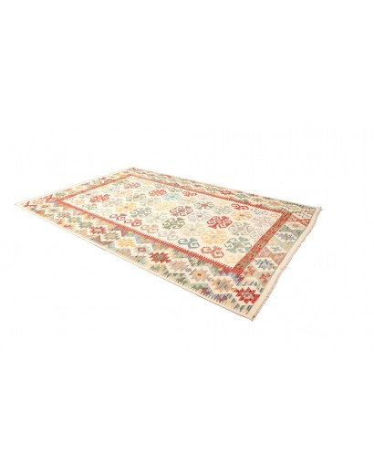 Tappeto Kilim Afghanistan bianco rosso 201x302