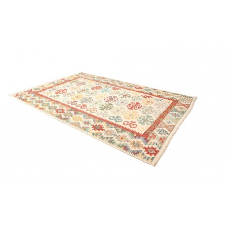 Tappeto Kilim Afghanistan bianco rosso 201x302