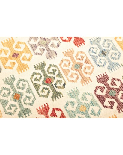 Tappeto Kilim Afghanistan bianco rosso 201x302