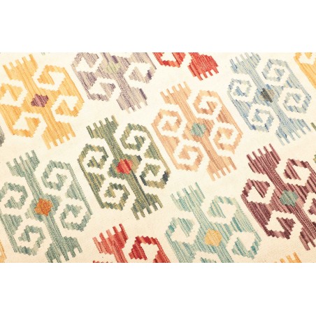 Tappeto Kilim Afghanistan bianco rosso 201x302