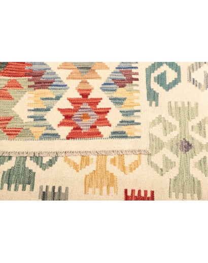 Tappeto Kilim Afghanistan bianco rosso 201x302