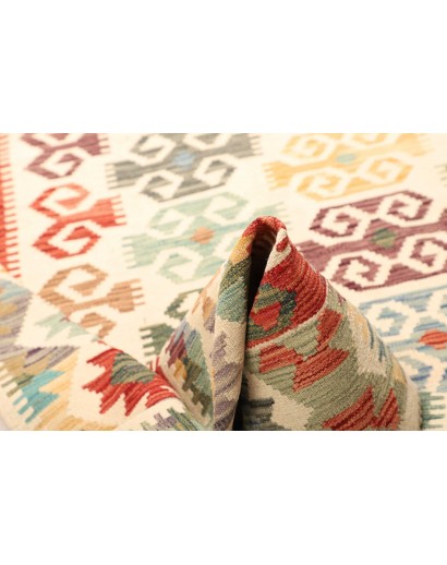 Tappeto Kilim Afghanistan bianco rosso 201x302