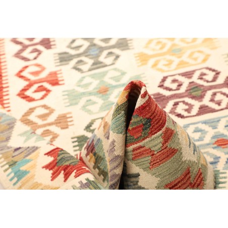 Tappeto Kilim Afghanistan bianco rosso 201x302