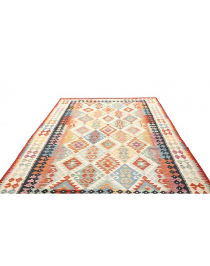 Tappeto Kilim Afghanistan bianco grigio 202x306