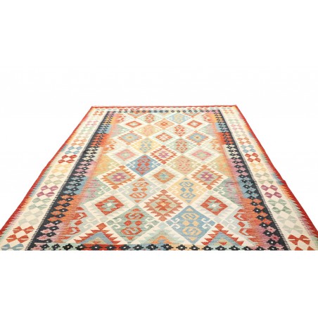 Tappeto Kilim Afghanistan bianco grigio 202x306