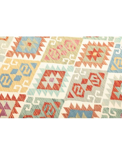 Tappeto Kilim Afghanistan bianco grigio 202x306