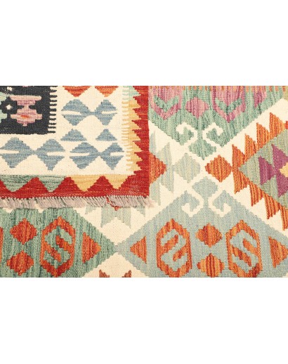 Tappeto Kilim Afghanistan bianco grigio 202x306