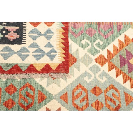 Tappeto Kilim Afghanistan bianco grigio 202x306