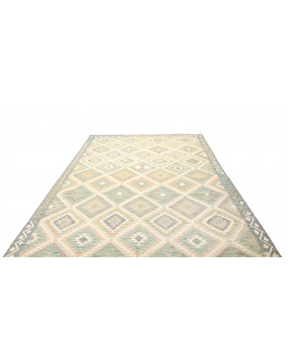 Tappeto Kilim Afghanistan bianco azzurro 200x291