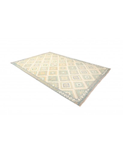Tappeto Kilim Afghanistan bianco azzurro 200x291