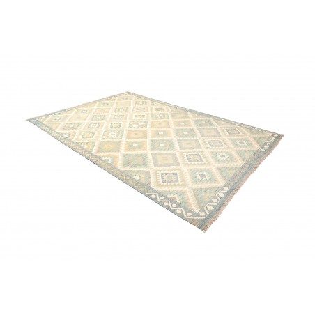 Tappeto Kilim Afghanistan bianco azzurro 200x291