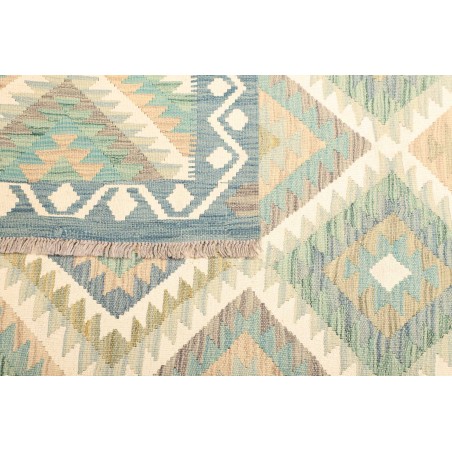 Tappeto Kilim Afghanistan bianco azzurro 200x291