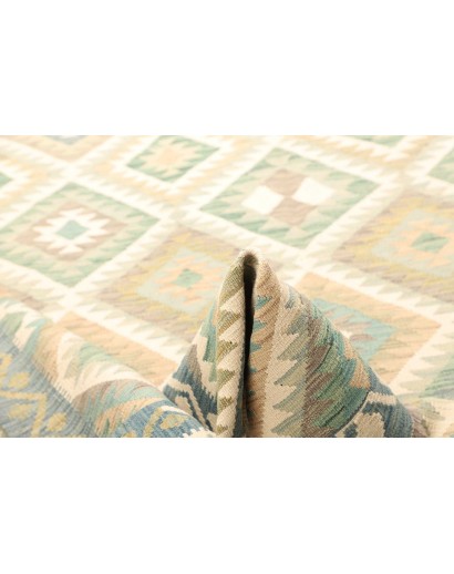 Tappeto Kilim Afghanistan bianco azzurro 200x291