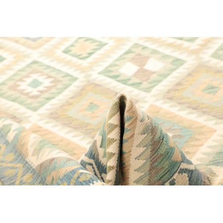 Tappeto Kilim Afghanistan bianco azzurro 200x291