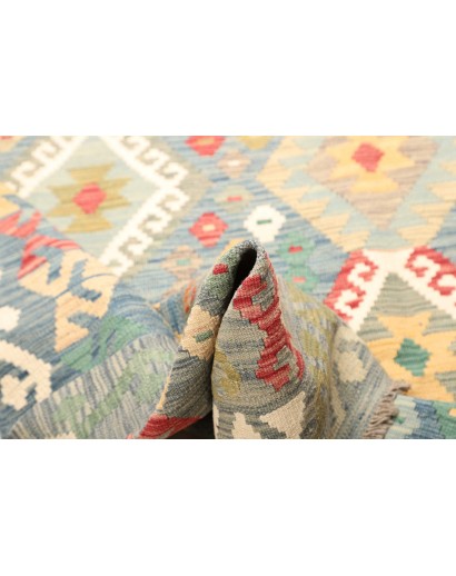 Tappeto Kilim Afghanistan beige azzurro 211x309