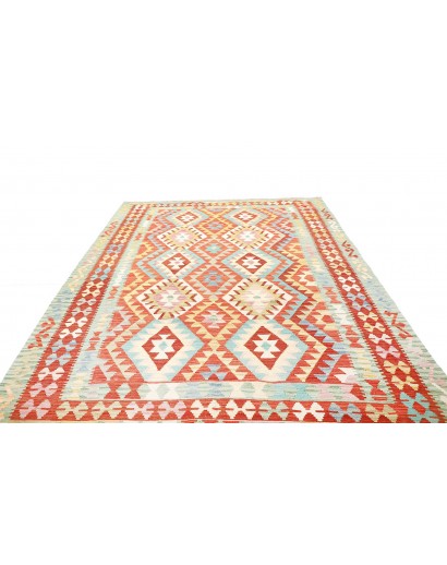 Tappeto Kilim Afghanistan bianco arancione 205x299