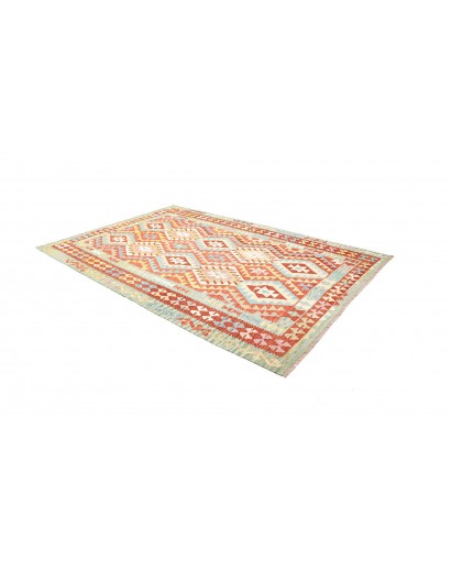 Tappeto Kilim Afghanistan bianco arancione 205x299