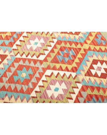 Tappeto Kilim Afghanistan bianco arancione 205x299