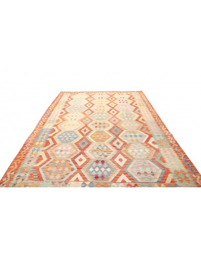 Tappeto Kilim Afghanistan bianco arancione 209x302
