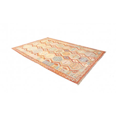 Tappeto Kilim Afghanistan bianco arancione 209x302