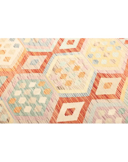 Tappeto Kilim Afghanistan bianco arancione 209x302