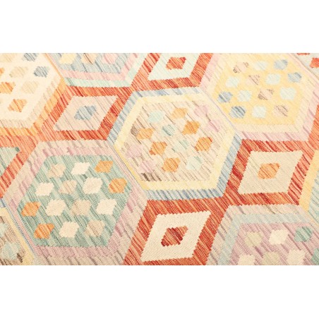 Tappeto Kilim Afghanistan bianco arancione 209x302