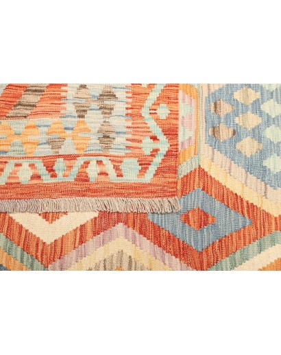 Tappeto Kilim Afghanistan bianco arancione 209x302