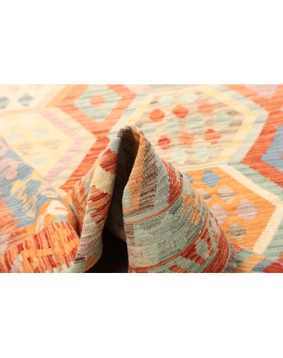 Tappeto Kilim Afghanistan bianco arancione 209x302