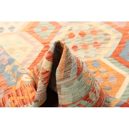 Tappeto Kilim Afghanistan bianco arancione 209x302