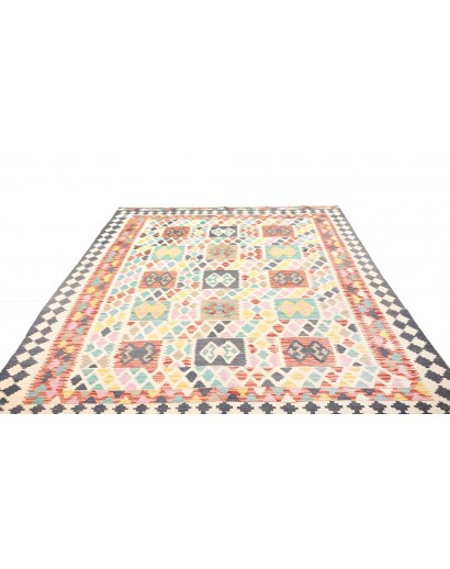 Tappeto Kilim Afghanistan bianco grigio 209x283