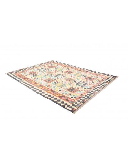 Tappeto Kilim Afghanistan bianco grigio 209x283