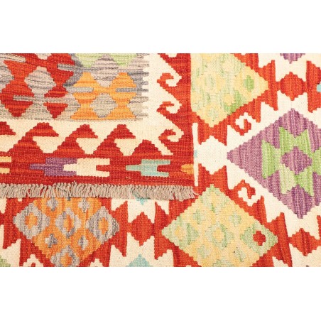 Tappeto Kilim Afghanistan bianco rosso 203x298