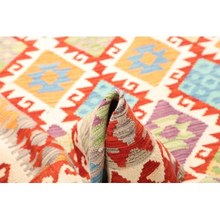 Tappeto Kilim Afghanistan bianco rosso 203x298