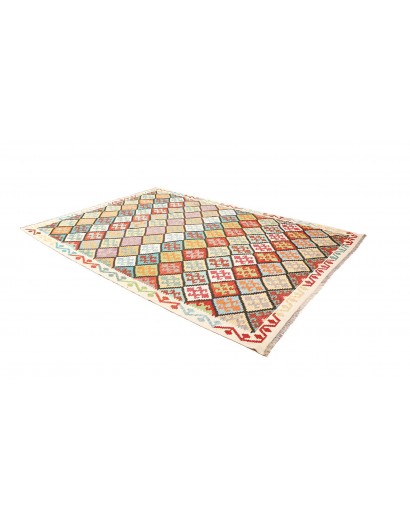 Tappeto Kilim Afghanistan bianco verde 207x298