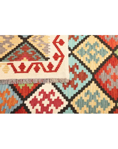Tappeto Kilim Afghanistan bianco verde 207x298