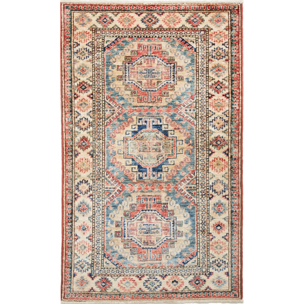 Tappeto Kazak Fine Pakistan marrone grigio 81x127 Tappeto Kazak Fine Pakistan marrone grigio 81x127