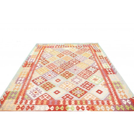 Tappeto Kilim Afghanistan bianco rosso 205x297